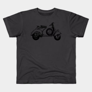 Vespa classic vintage scratch line art Kids T-Shirt